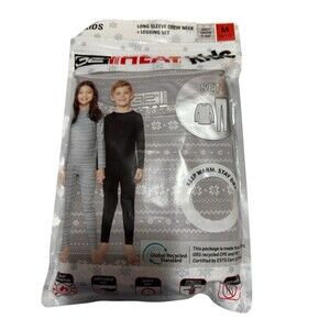 32 Degrees Heat Kids Thermal Base Layer Set Gray Snowflake Size M 8 10 New